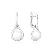 Cercei argint lungi cu perle naturale si cristale cu tortita DiAmanti SK19364EL_W-G